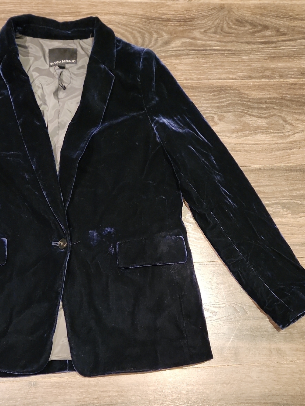 ❤️ BANANA REPUBLIC SLOUCHY VELVET ONE BUTTON BLAZER JACKET - MIDNIGHT BLUE, 2 - Picture 5 of 11